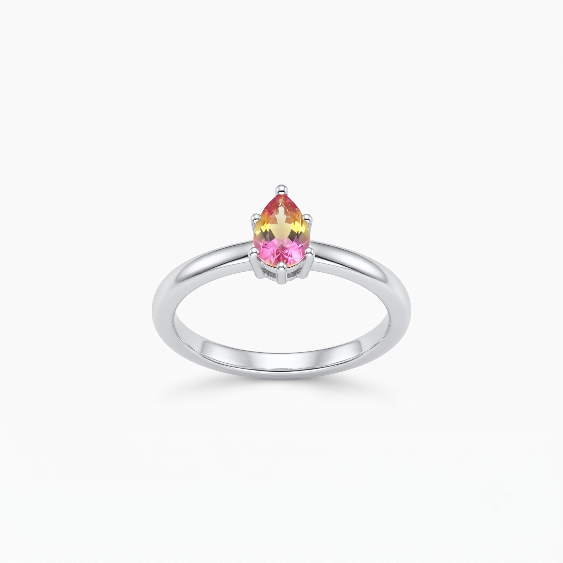 Silvme Gradient Pear Solitaire 925 sterling silver ring for women set with cubic zirconia — front view on white background
