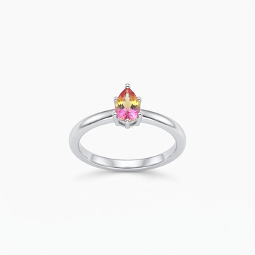 Silvme Gradient Pear Solitaire 925 sterling silver ring for women set with cubic zirconia — front view on white background