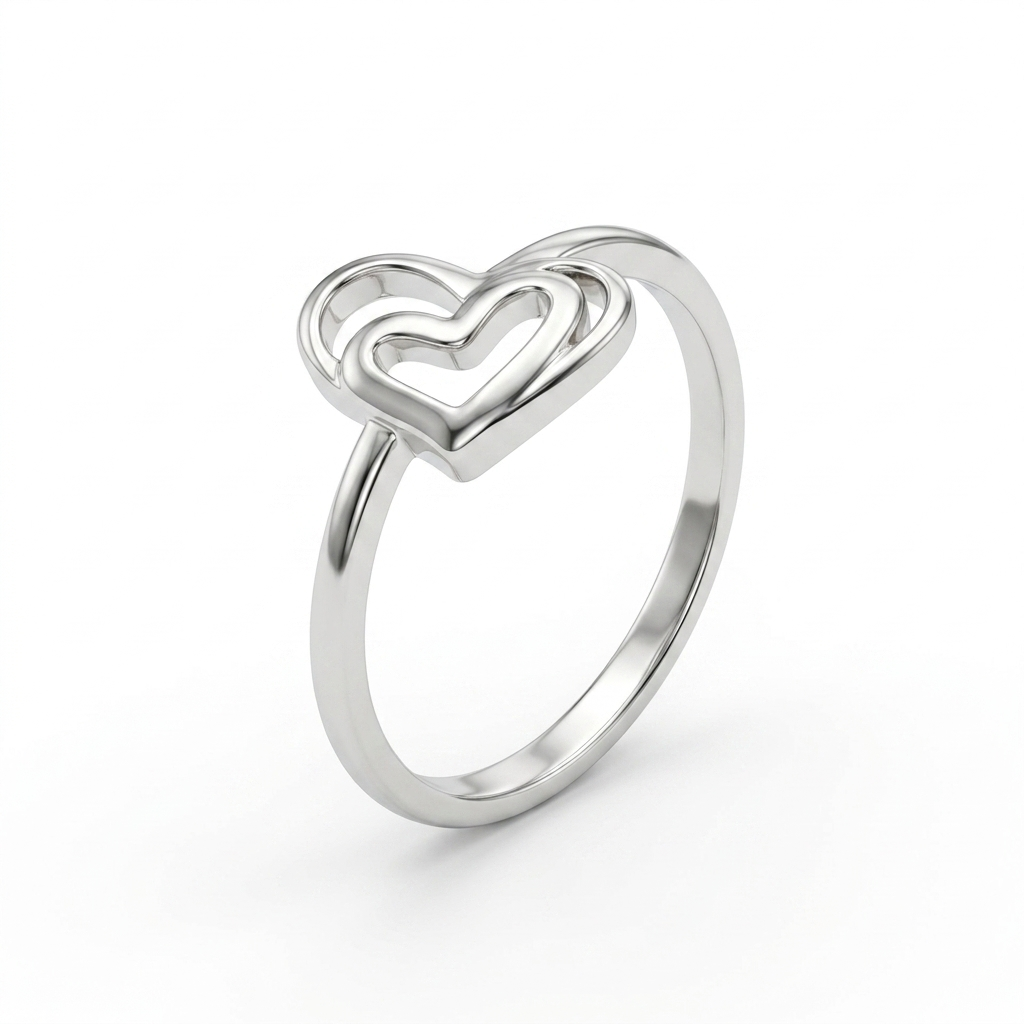 Silvme Interlocking Triple Heart 925 sterling silver ring for women — front view on white background