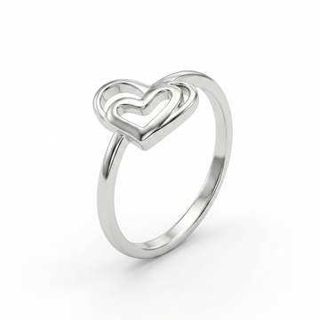 Silvme Interlocking Triple Heart 925 sterling silver ring for women — front view on white background
