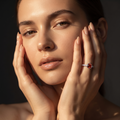 Silvme Orange-Red Bezel Solitaire 925 sterling silver ring for women set with cubic zirconia — worn on the finger (6)