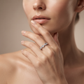 Silvme Sculptural Half-Eternity 925 sterling silver ring for women set with cubic zirconia — side profile