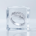 Silvme Pavé Feather Plume 925 sterling silver ring for women set with cubic zirconia — macro close-up