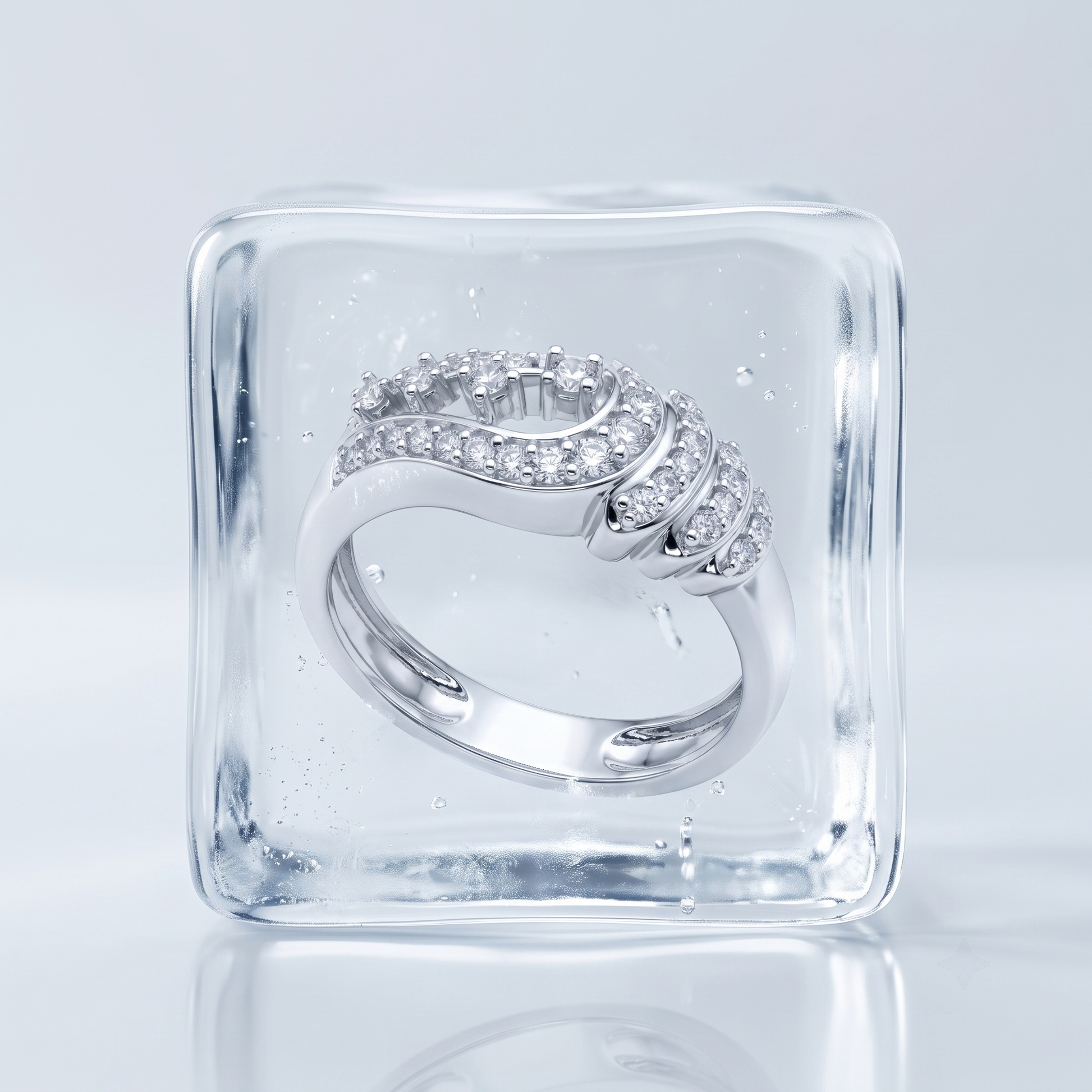 Silvme Pavé Feather Plume 925 sterling silver ring for women set with cubic zirconia — macro close-up