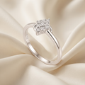 Silvme Navette Leaf Cluster 925 sterling silver ring for women set with cubic zirconia — macro close-up