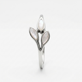Silvme Pearlescent Three-Leaf 925 sterling silver ring for women with a pearl-effect accent — front view on white background