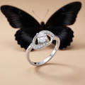 Silvme Oval Orbit Solitaire 925 sterling silver ring for women set with cubic zirconia — angled view