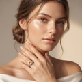 Silvme Gradient Pear Solitaire 925 sterling silver ring for women set with cubic zirconia — side profile