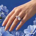 Silvme Butterfly Bloom Cluster 925 sterling silver ring for women with a pearl-effect accent — top view