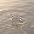 Silvme Geometric Triangle Bezel 925 sterling silver ring for women set with cubic zirconia — worn on the finger