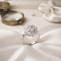 Silvme Art Deco Starburst 925 sterling silver ring for women set with cubic zirconia — angled view