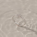 Silvme Navette Leaf Cluster 925 sterling silver ring for women set with cubic zirconia — angled view