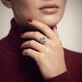 Silvme Four-Petal Pavé Flower 925 sterling silver ring for women set with cubic zirconia — studio detail shot