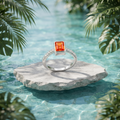 Silvme Emerald-Cut Orange 925 sterling silver ring for women set with cubic zirconia — worn on the finger
