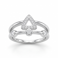 Silvme Geometric Triangle Bezel 925 sterling silver ring for women set with cubic zirconia — front view on white background