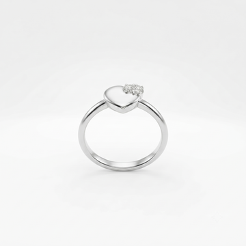 Silvme Polished Heart Signet 925 sterling silver ring for women set with cubic zirconia — front view on white background