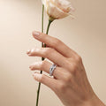 Silvme Triple Ribbon Crossover 925 sterling silver ring for women set with cubic zirconia — studio detail shot