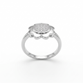 Silvme Dainty Daisy Crystal 925 sterling silver ring for women set with cubic zirconia — front view on white background