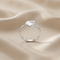 Silvme Polished Heart Signet 925 sterling silver ring for women set with cubic zirconia — close-up detail