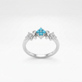Silvme Turquoise-Colour Floral Cluster 925 sterling silver ring for women — front view on white background