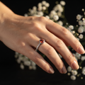 Silvme Orange-Red Bezel Solitaire 925 sterling silver ring for women set with cubic zirconia — top view