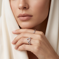Silvme Heart Infinity 925 sterling silver ring for women set with cubic zirconia — top view