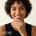 Silvme Oval Orbit Solitaire 925 sterling silver ring for women set with cubic zirconia — side profile