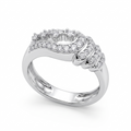 Silvme Pavé Feather Plume 925 sterling silver ring for women set with cubic zirconia — front view on white background