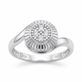 Silvme Sunburst Medallion Cluster 925 sterling silver ring for women set with cubic zirconia — front view on white background