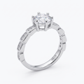 Silvme Six-Prong Geometric Solitaire 925 sterling silver ring for women — front view on white background