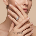 Silvme Pavé Feather Plume 925 sterling silver ring for women set with cubic zirconia — top view