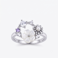 Silvme Pearlescent Garden Wreath 925 sterling silver ring for women — front view on white background