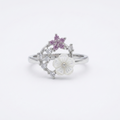 Silvme Butterfly Garden Wreath 925 sterling silver ring for women with a pearl-effect accent — front view on white background