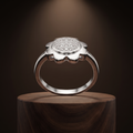 Silvme Dainty Daisy Crystal 925 sterling silver ring for women set with cubic zirconia — angled view