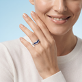 Silvme Blue Chevron Crown 925 sterling silver ring for women set with cubic zirconia — side profile