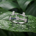Silvme Blue Architectural Cage 925 sterling silver ring for women set with cubic zirconia — close-up detail