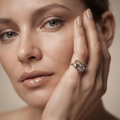 Silvme Interlocking Triple Heart 925 sterling silver ring for women — worn on the finger