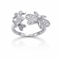 Silvme Butterfly Garden Open 925 sterling silver ring for women set with cubic zirconia — front view on white background