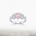 Silvme Art Deco Pear Pink 925 sterling silver ring for women set with cubic zirconia — front view on white background