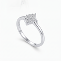 Silvme Navette Leaf Cluster 925 sterling silver ring for women set with cubic zirconia — front view on white background