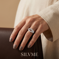 Silvme Pavé Feather Plume 925 sterling silver ring for women set with cubic zirconia — side profile