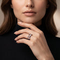 Silvme Blue Architectural Cage 925 sterling silver ring for women set with cubic zirconia — top view