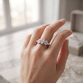 Silvme Art Deco Pear Pink 925 sterling silver ring for women set with cubic zirconia — side profile
