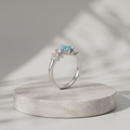 Silvme Turquoise-Colour Floral Cluster 925 sterling silver ring for women set with cubic zirconia — side profile (4)