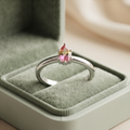 Silvme Gradient Pear Solitaire 925 sterling silver ring for women set with cubic zirconia — angled view