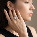Silvme Pearlescent Leaf Bloom 925 sterling silver ring for women with a pearl-effect accent — worn on the finger (5)