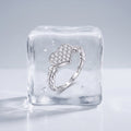 Silvme Pavé Heart Cluster 925 sterling silver ring for women set with cubic zirconia — close-up detail