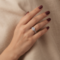 Silvme Pavé Heart Cluster 925 sterling silver ring for women set with cubic zirconia — top view