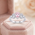 Silvme Art Deco Pear Pink 925 sterling silver ring for women set with cubic zirconia — close-up detail