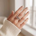 Silvme Interlocking Triple Heart 925 sterling silver ring for women — close-up detail